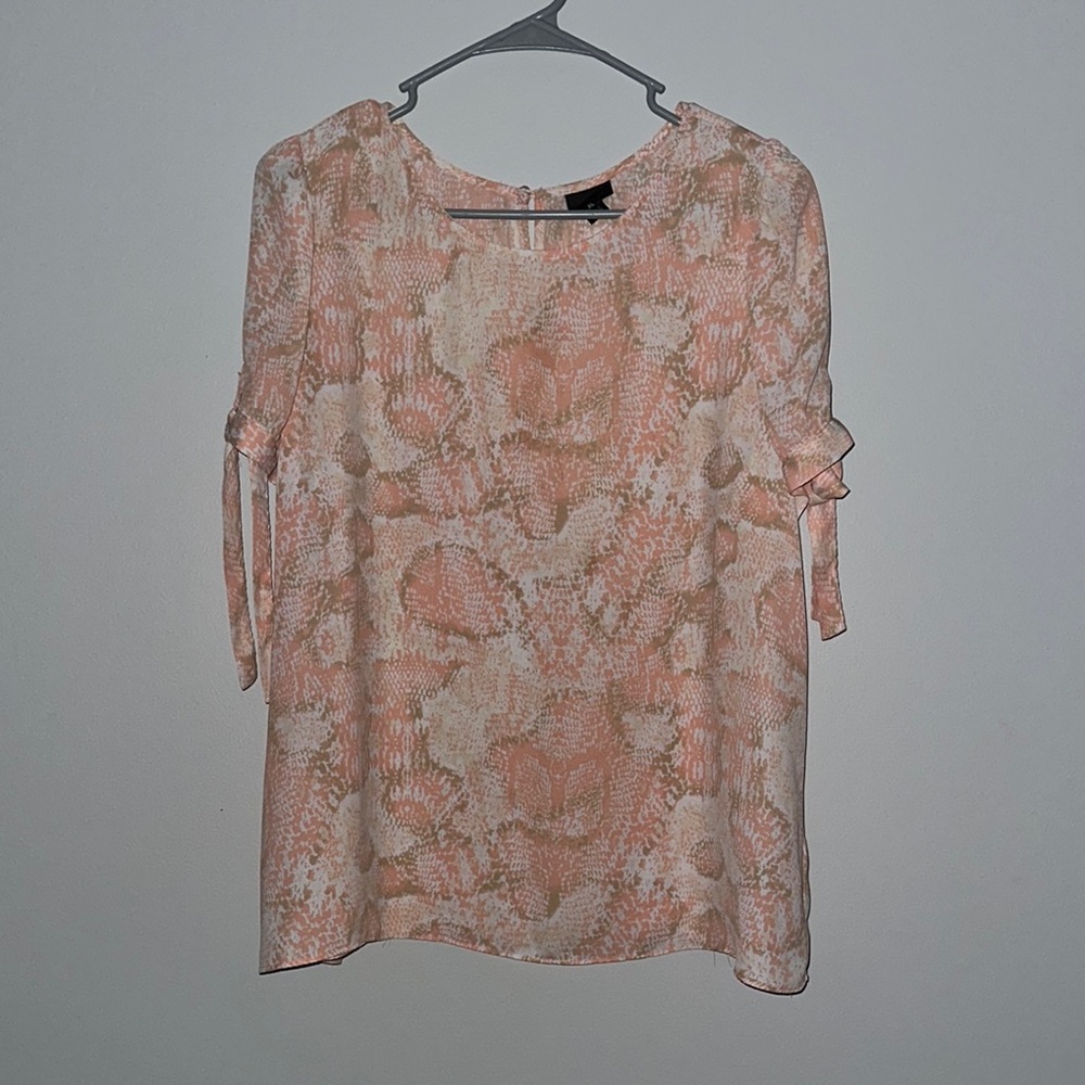 Orange and Pink Flutter Sleeve Blouse with Ruffled Style